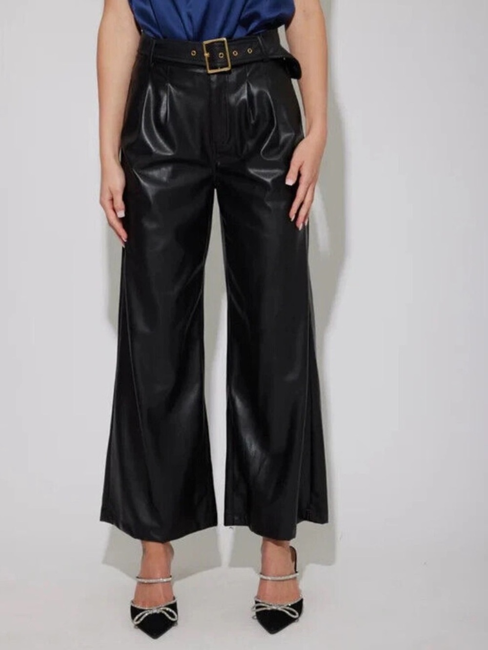generation love genesis faux vegan leather WIDE LEG pants size 4 women’s black